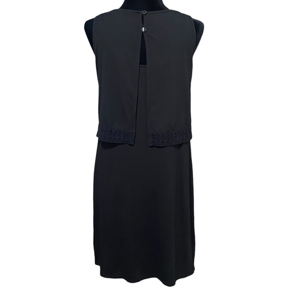 J Jill Wearever Black Layered Crochet Trim Sleeveless Dress XS Travel Boho - Picture 5 of 9